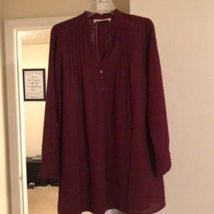Deep red sheer tunic top!